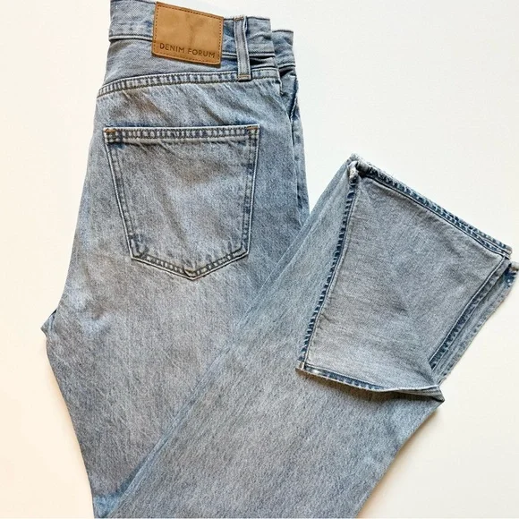 Denim Forum Sky Blue Wide Leg Jeans - Picture 4 of 8